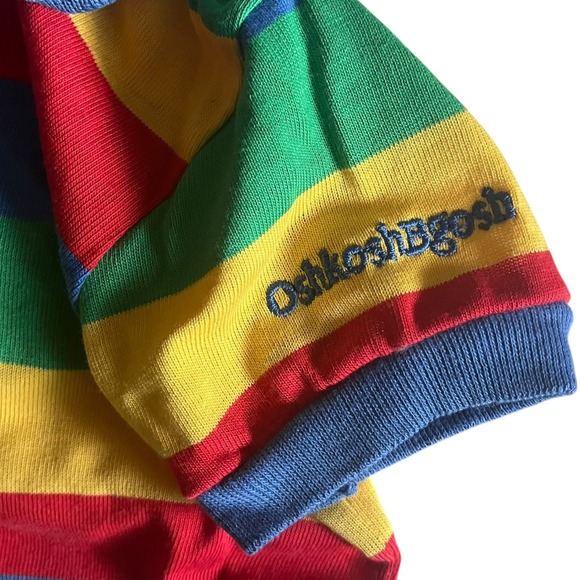OshKosh Bgosh Vintage Striped Polo Shirt Boy's 2T Retro Colorful Knit Primary - Picture 3 of 6